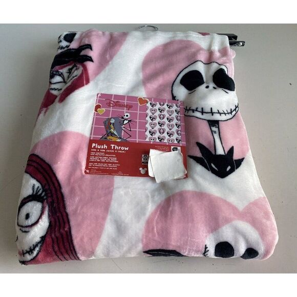 Nightmare Before Christmas Pink Heart Valentines Jack Sally Throw Blanket 50X70” - Picture 7 of 12